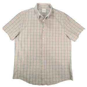 Samuel Windsor Shirt Large Men's Red Blue Plaid Short Sleeve Casual